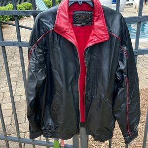 Men’s leather bomber, black and red jez elite size 42